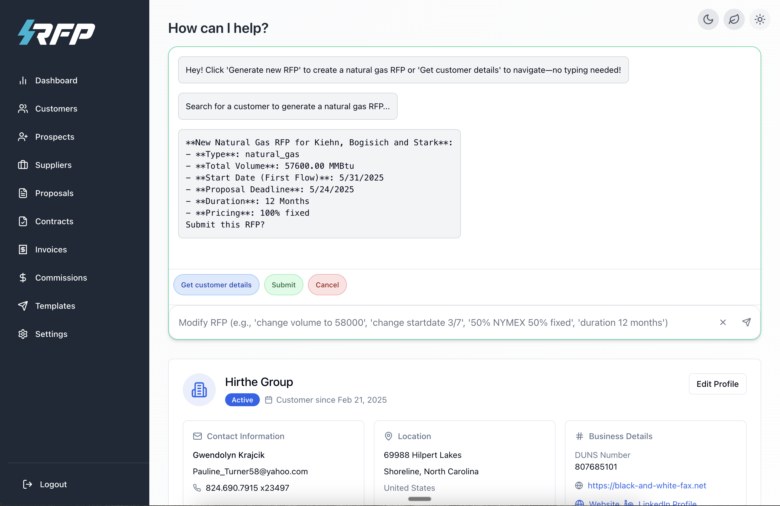 RFP Energy Solutions Admin Interface